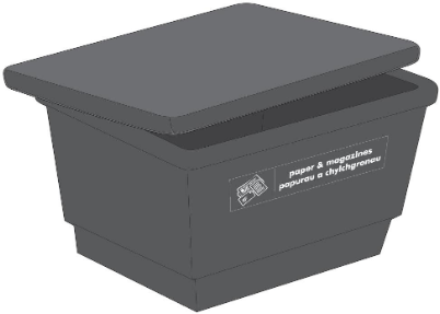 Black recycling box with lid