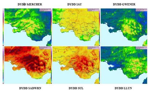 Ffigur 3 - Glawiad cyfartalog dyddiol, dydd Mercher 12 – dydd Llun 17 Chwefror 2020, Metdesk 2020