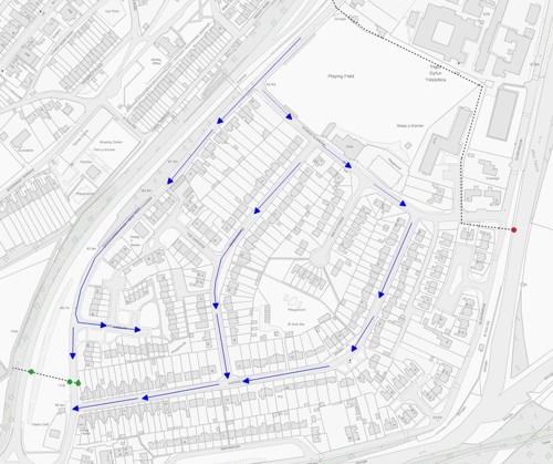Figure 8 - Map showing the general flow route of water through the Varteg Estate