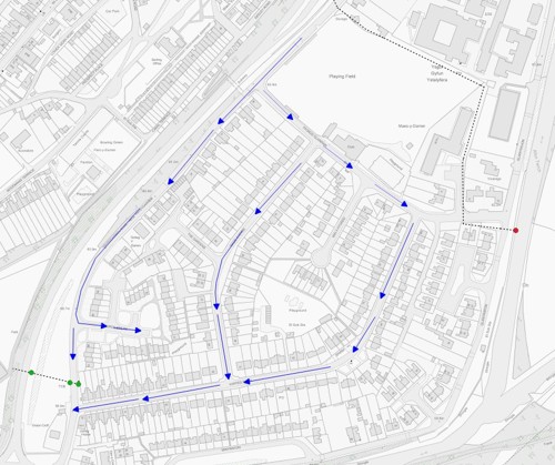 Figure 8 - Map showing the genreal flow route of water through the Varteg Estate