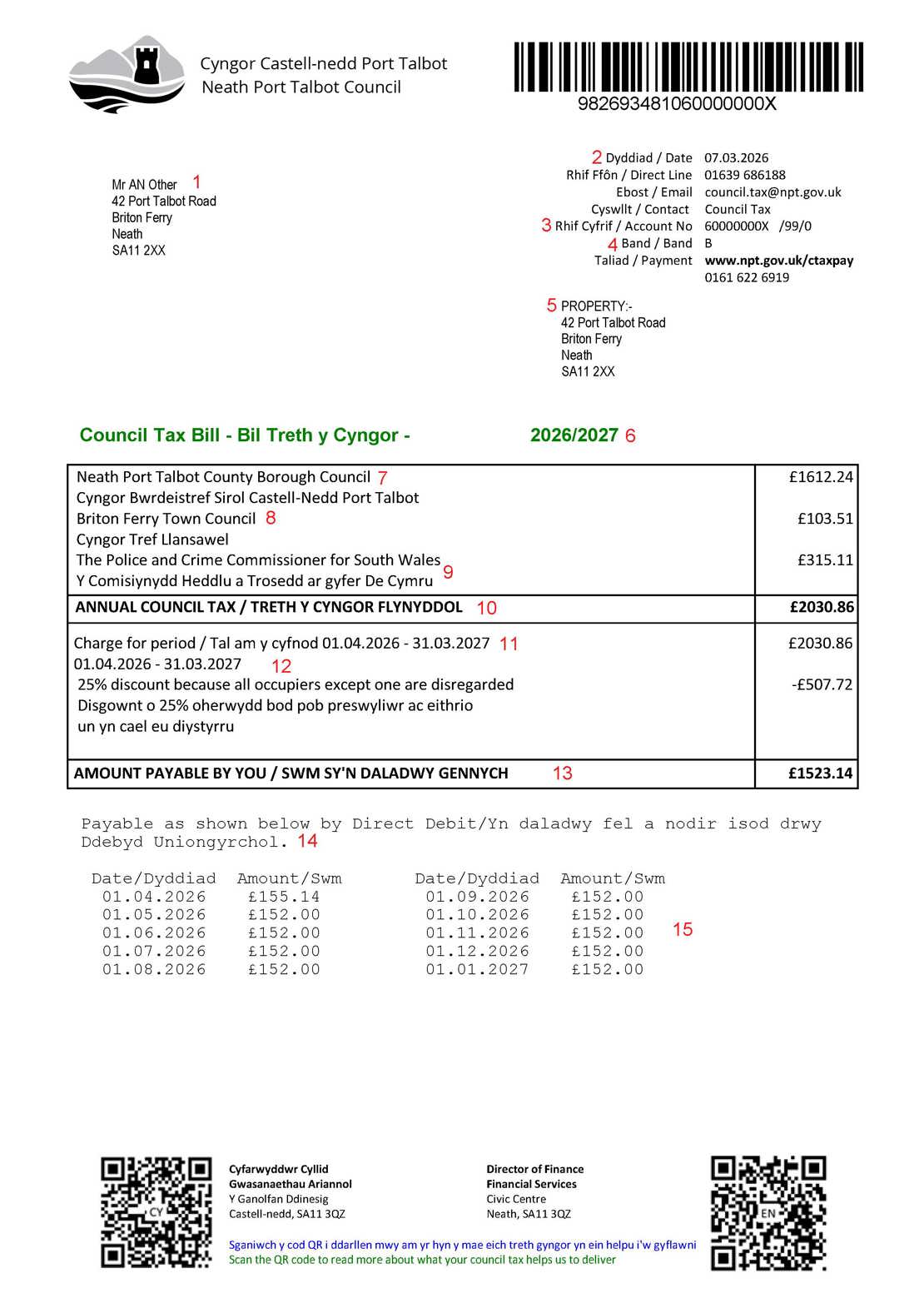 Council Tax bill 2026-27
