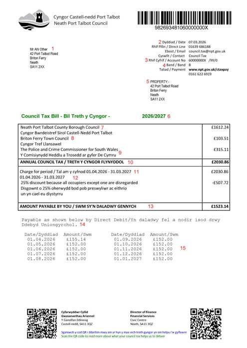 Council Tax bill 2026-27