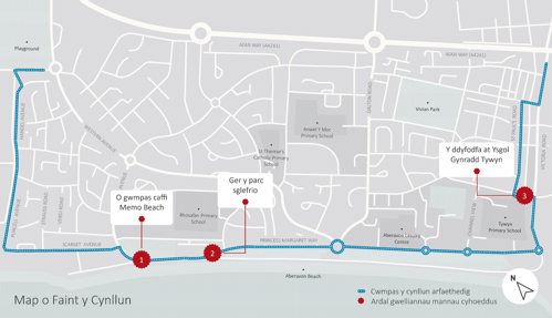 Map o faint y cynllun