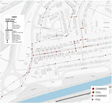 Figure 7 – Map of Welsh Water foul and combined sewer apparatus