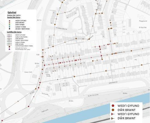 Ffigur 7 – Map o gyfarpar trin dŵr brwnt a charthffos gyfun Dŵr Cymru.